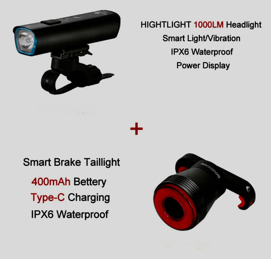 ROCKBROS Front And Smart Rear Light Combo